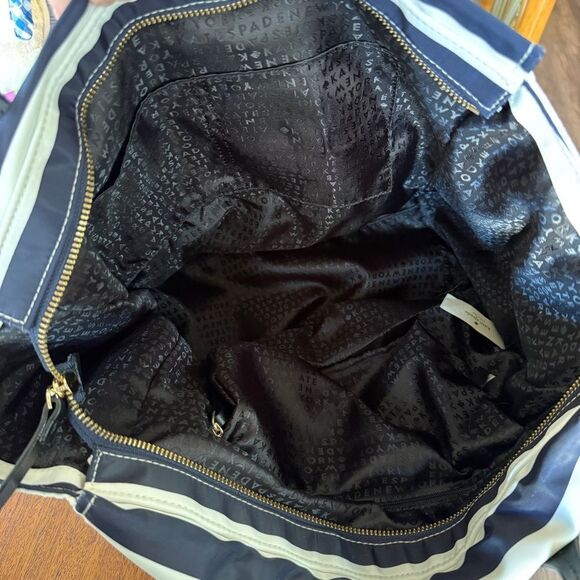 Kate Spade Blake Avenue Black and White Striped Tote Purse Bag - Picture 7 of 16